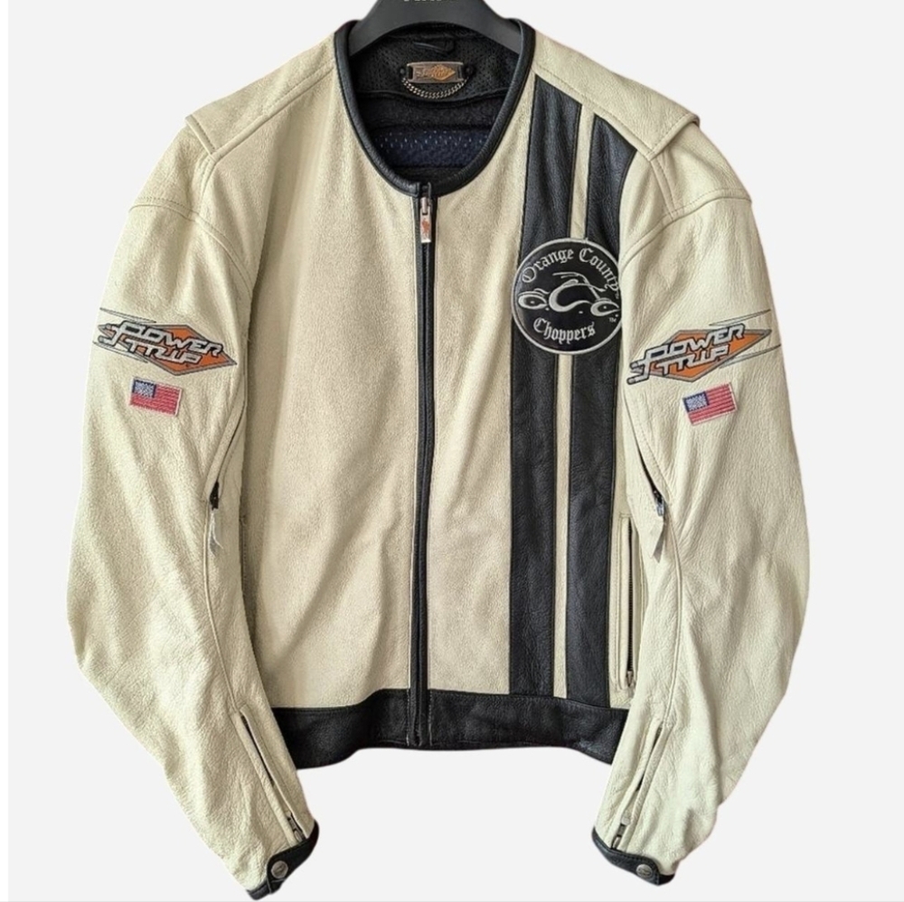 🖤 Men's Vintage Orange County Choppers Leather Jacket- Riding Armour